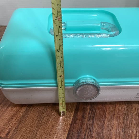 Caboodles Ulta Beauty sea green and speckled white makeup case w large mirror - Picture 4 of 8